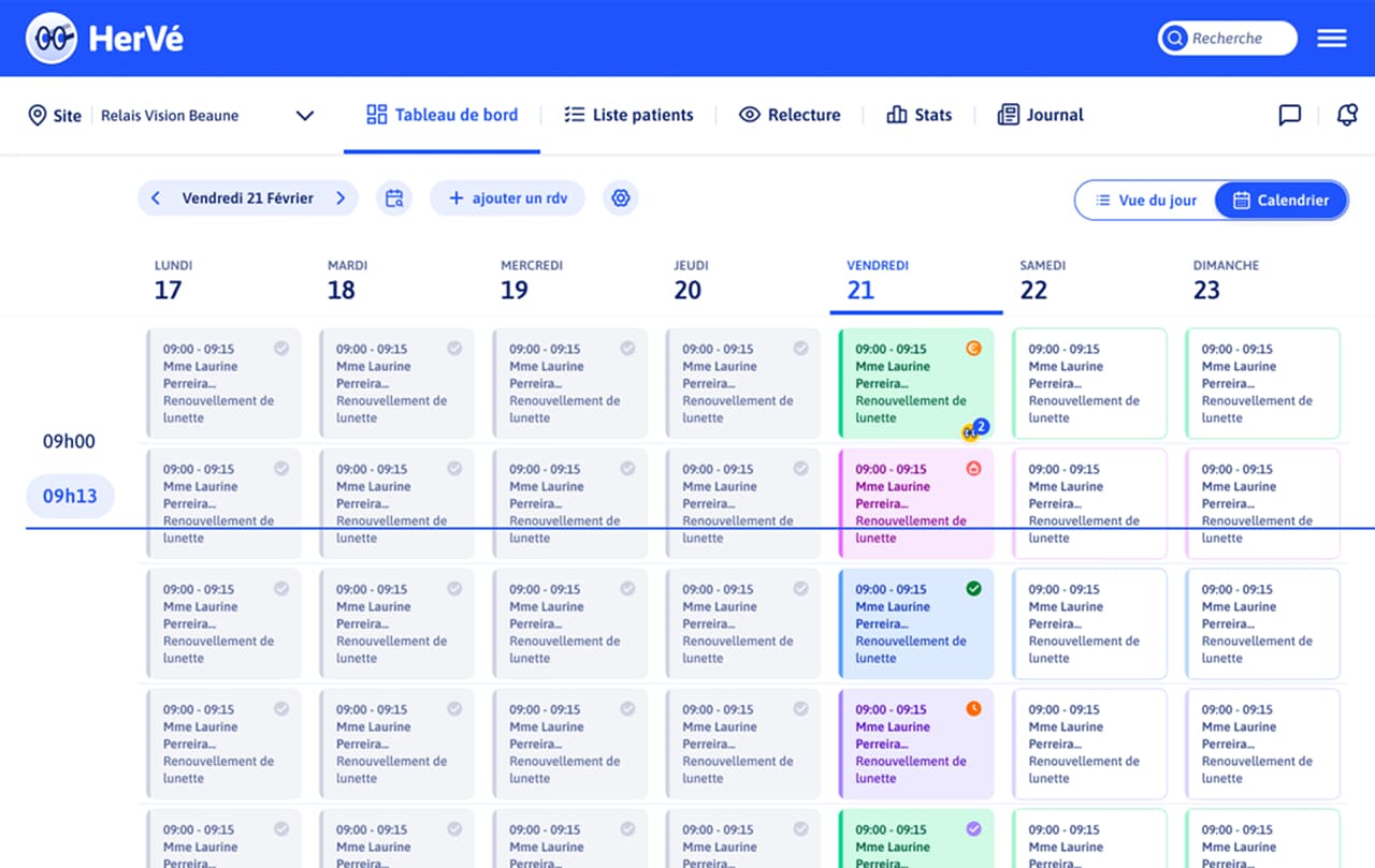 HerVé — Calendrier hebdomadaire des rendez-vous