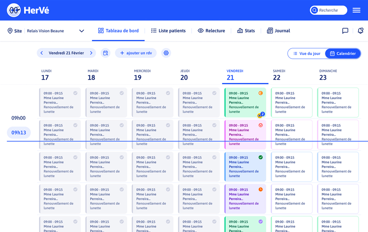 HerVé — Calendrier hebdomadaire des rendez-vous
